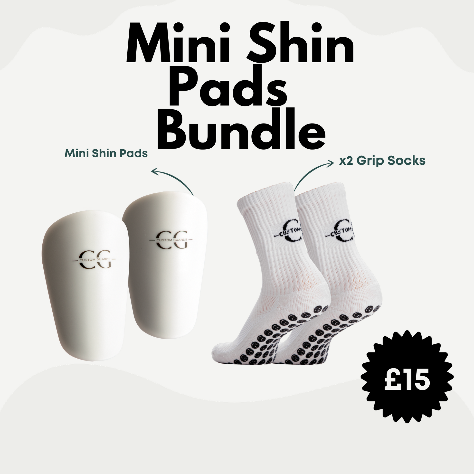 Mini Shin Pads & Football Grip Socks Bundle - Custom Guards