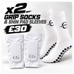 Shin Pads Sleeves & Grip Socks Bundle